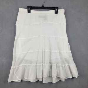 Studio West White Tiered Ruffle Cotton Skirt Size S Boho Cottagecore‎